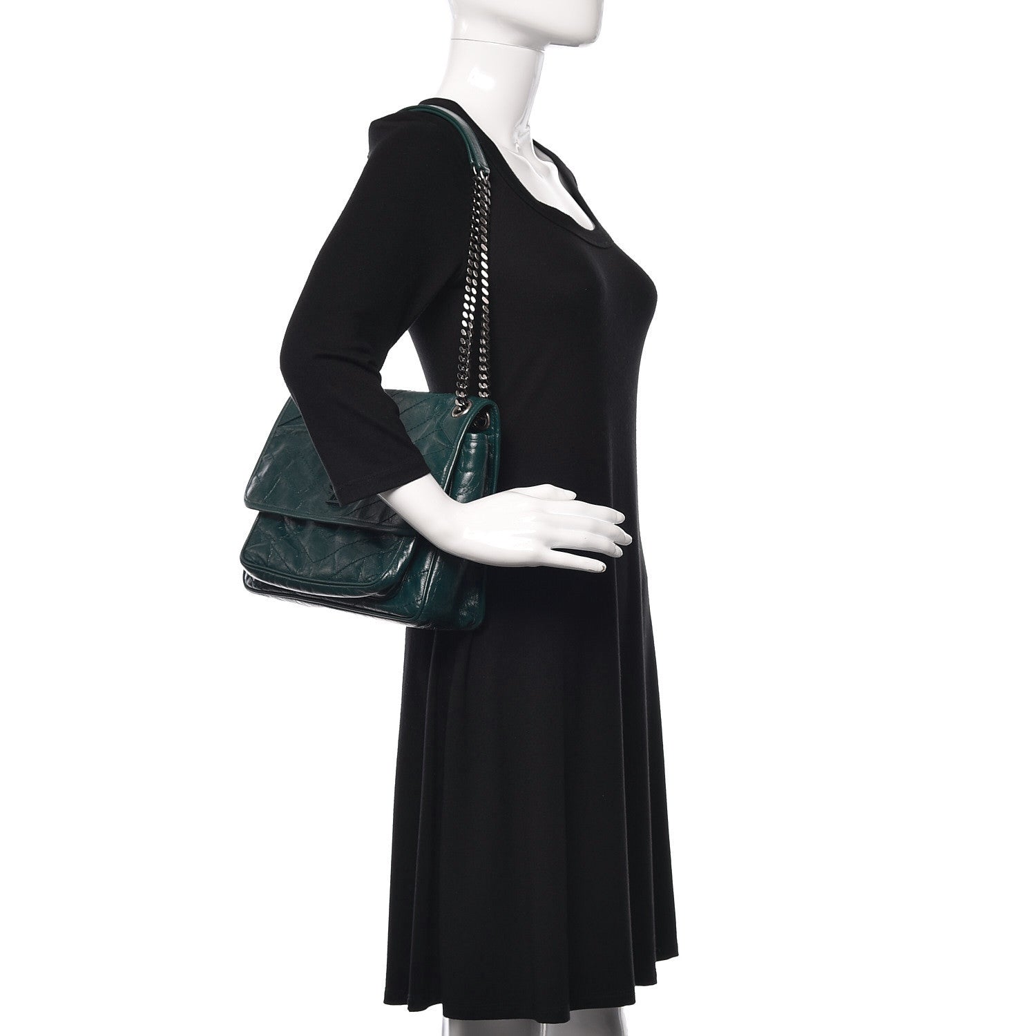 Saint Laurent Crinkled Calfskin Matelasse Monogram Medium Niki Chain Satchel Peacock Green 2 of 10