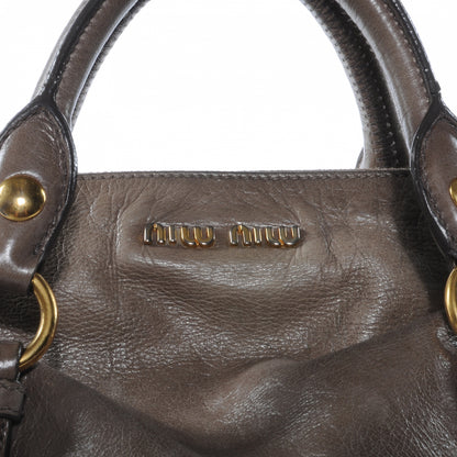 Miu Miu Leather Vitello Lux Bow Bag Fumo 4 of 7