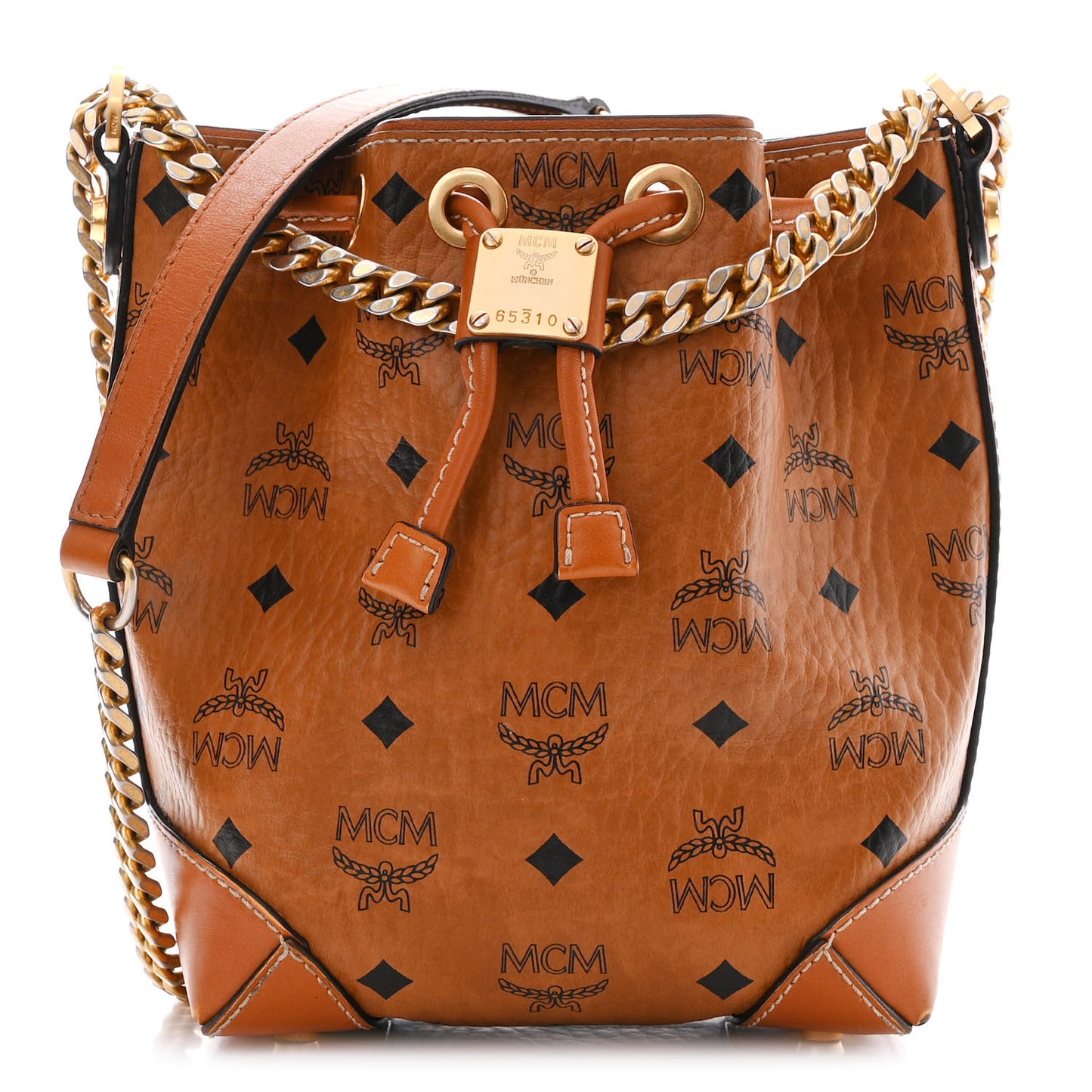 Visetos Berlin Mini Drawstring Bucket Bag Cognac