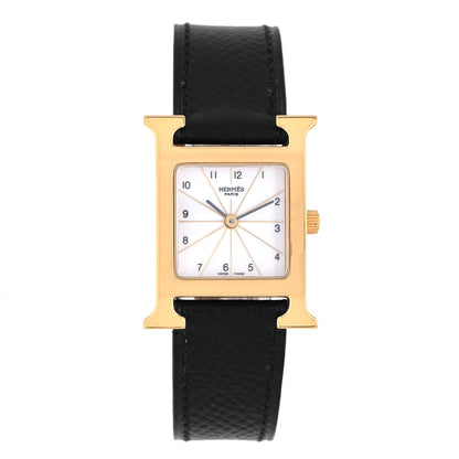 Hermes Stainless Steel Epsom 21mm Heure H Hour Quartz Watch Noir 1 of 5