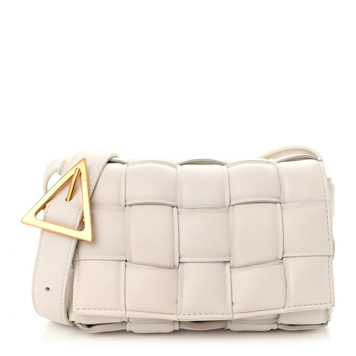 Nappa Maxi Intrecciato Small Padded Cassette Crossbody Bag Chalk