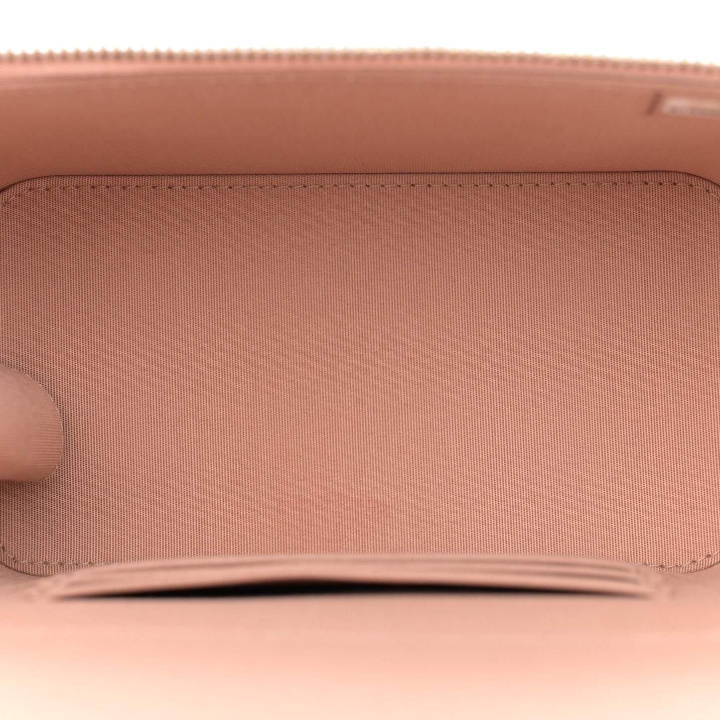 Lambskin Quilted Small Top Handle Vanity Case With Chain Beige