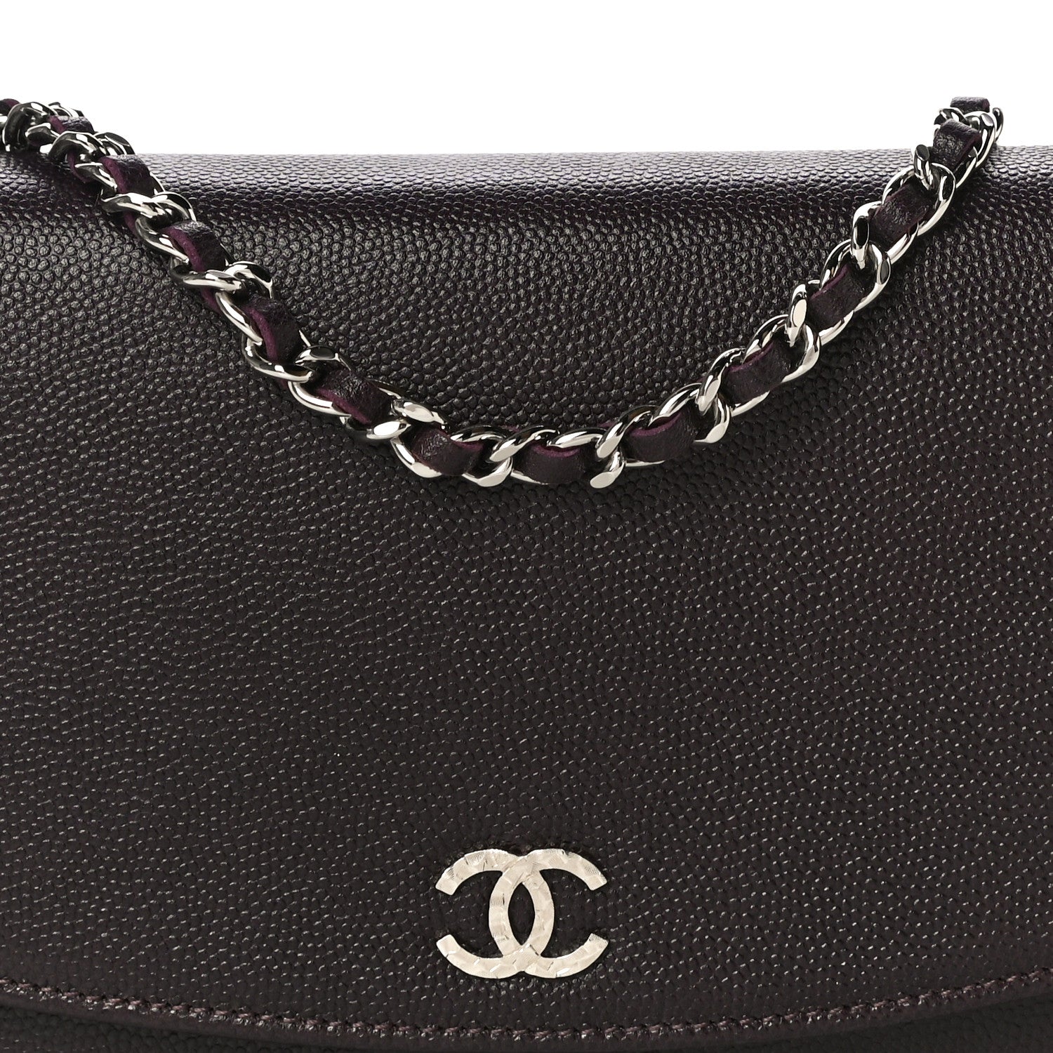 Chanel Caviar Sevruga Wallet On Chain WOC Plum 8 of 11
