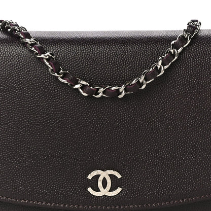 Chanel Caviar Sevruga Wallet On Chain WOC Plum 8 of 11