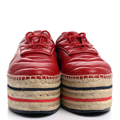 Gucci Nappa Matelasse GG Pilar Flatform Lace-Up Espadrilles 37 Hibiscus Red 2 of 12