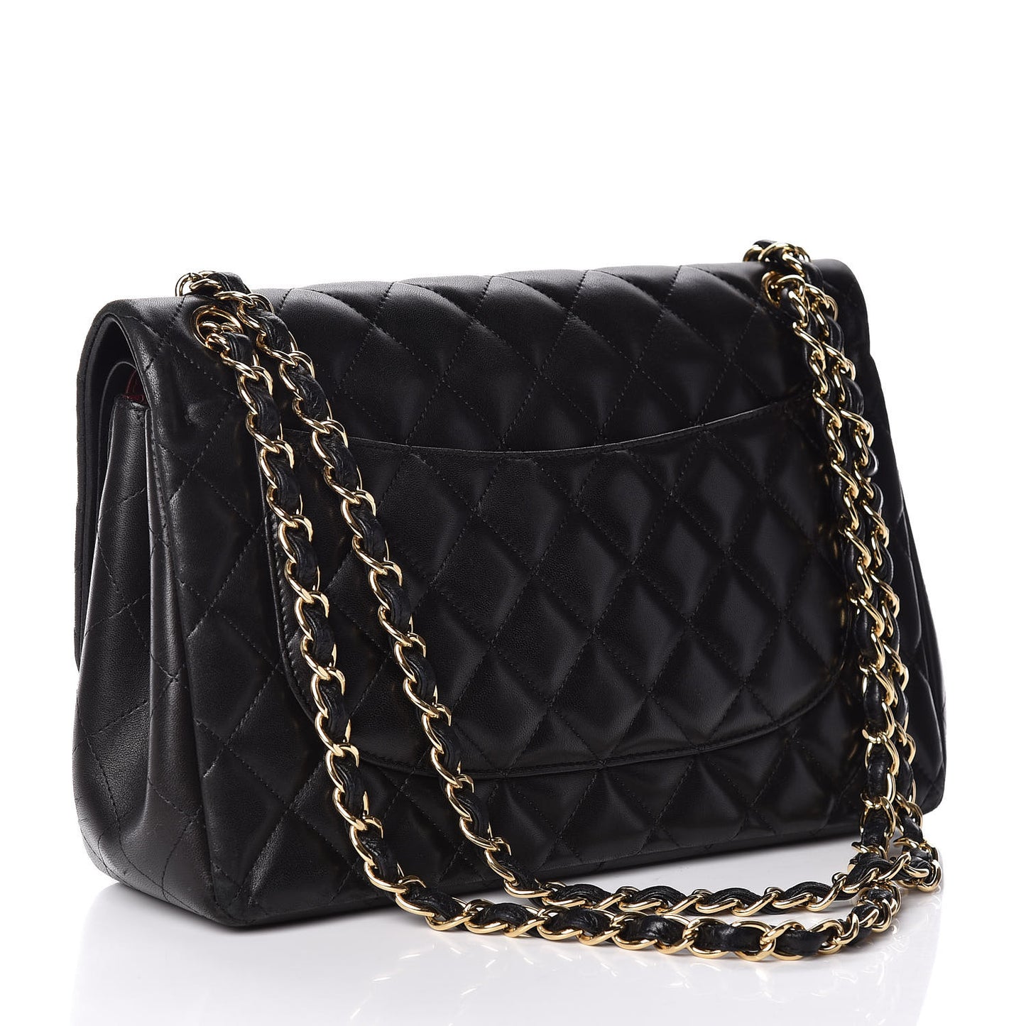Lambskin Quilted Jumbo Double Flap Black
