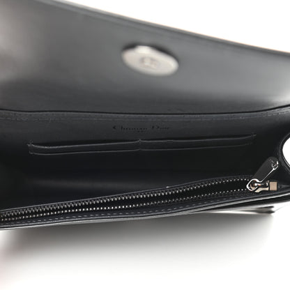 Christian Dior Metallic Patent Micro-Cannage Diorama Wallet on Chain Pouch Black 5 of 9