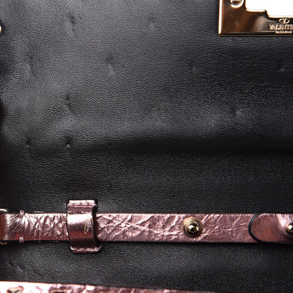 Valentino Garavani Metallic Wrinkled Lambskin Rockstud Spike Wallet on Chain Lipstick 10 of 10
