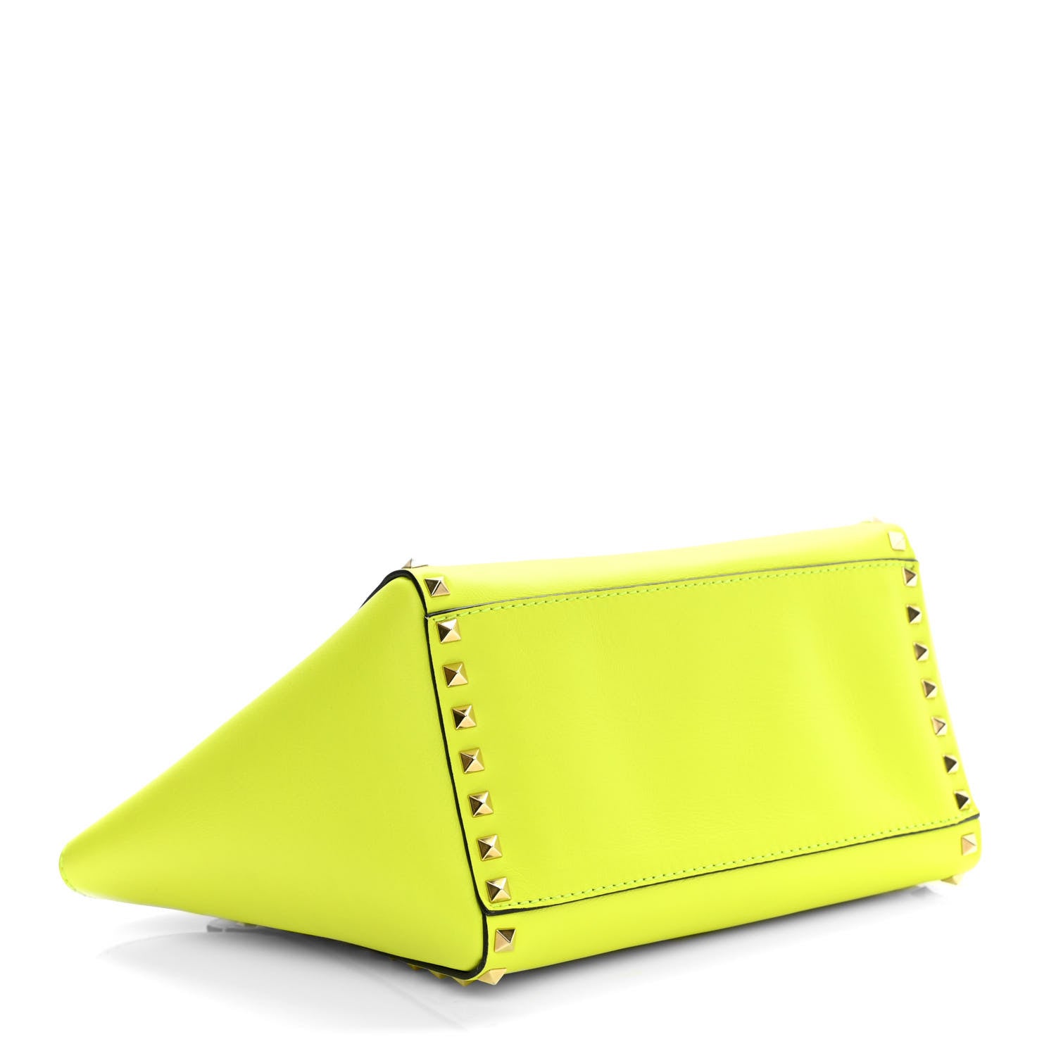 Valentino Garavani Vitello Small Rockstud Double Handle Tote Yellow Fluo 4 of 9
