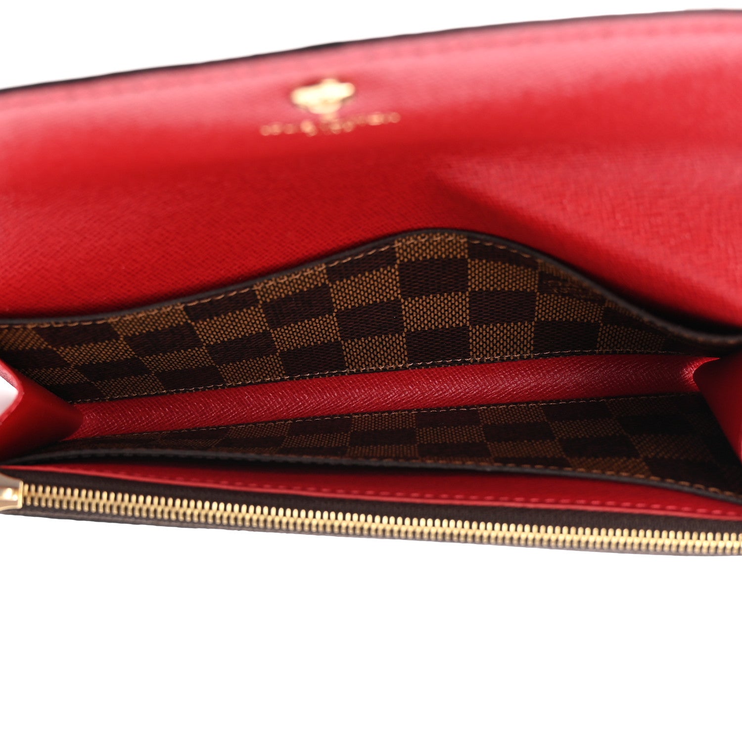 Louis Vuitton Damier Ebene Emilie Wallet Red 5 of 8