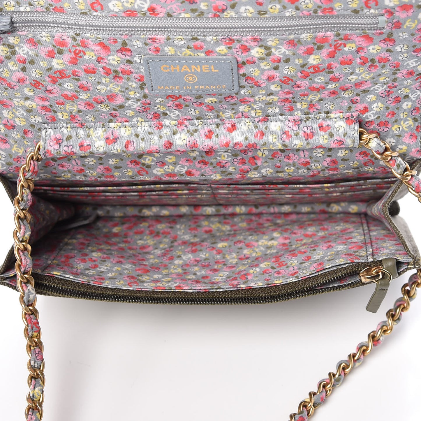 Canvas Quilted Coco Cuba Charms Wallet On Chain WOC Khaki