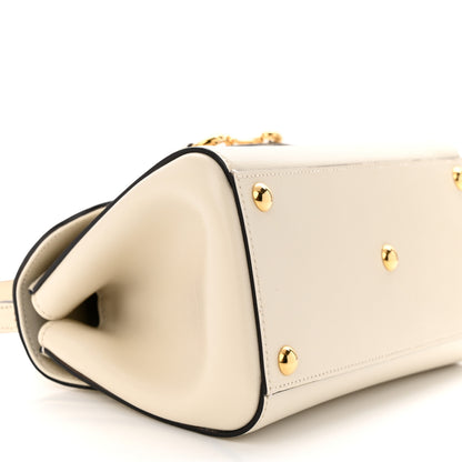 Gucci Glazed Textured Calfskin Mini Horsebit 1955 Top Handle Flap Bag Mystic White 8 of 10