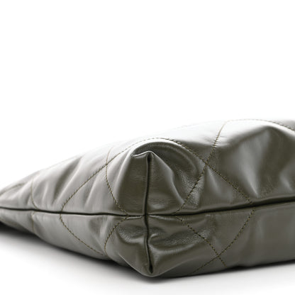 Chanel Shiny Calfskin Quilted Small Chanel 22 Khaki 11 of 13