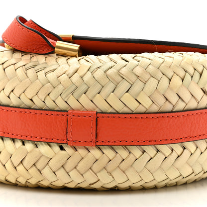 Chloe Raffia Calfskin Marcie Basket Small Marcie Round Crossbody Bag Orange Fizz 8 of 9