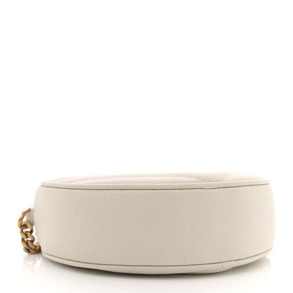 Saint Laurent Grain De Poudre Matelasse Chevron Quilted Round Vinyle Camera Bag Crema Soft 4 of 10