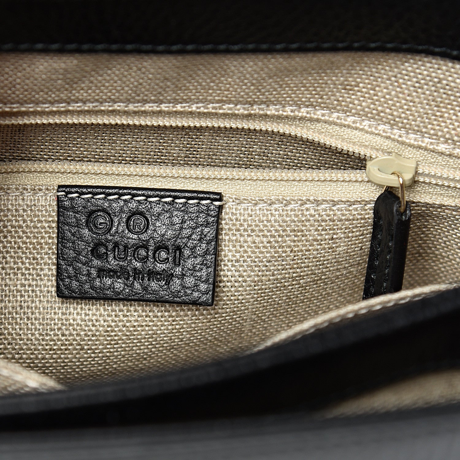 Gucci Dollar Calfskin Interlocking G Top Handle Shoulder Bag Black 5 of 10
