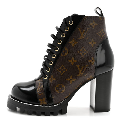 Louis Vuitton Patent Calfskin Monogram Star Trail Ankle Boots 38.5 Black 1 of 11