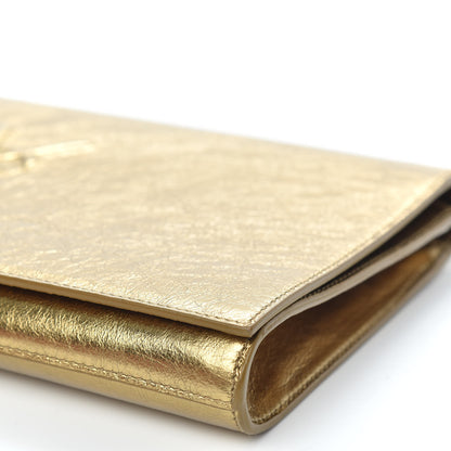 Saint Laurent Metallic Calfskin Monogram Large Belle De Jour Clutch Gold 9 of 10