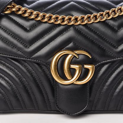 Gucci Calfskin Matelasse Small GG Marmont Shoulder Bag Black 9 of 10