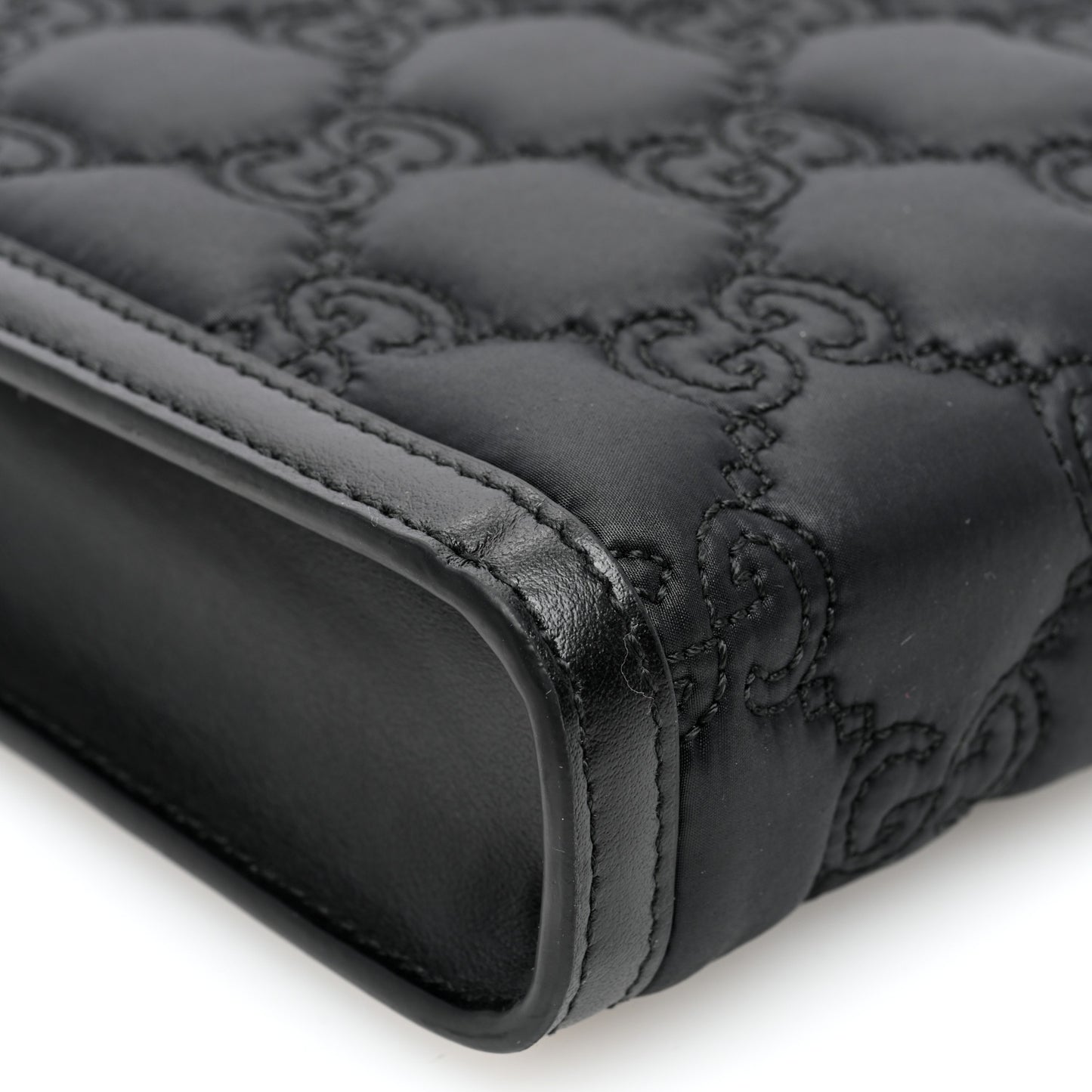 Nylon Calfskin Enamel GG Matelasse Mini Top Slip Handle Crossbody Bag Black