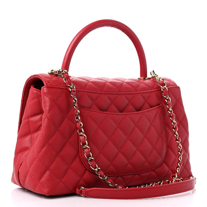 Chanel Caviar Lizard Embossed Quilted Small Coco Handle Flap Red 3 of 10
