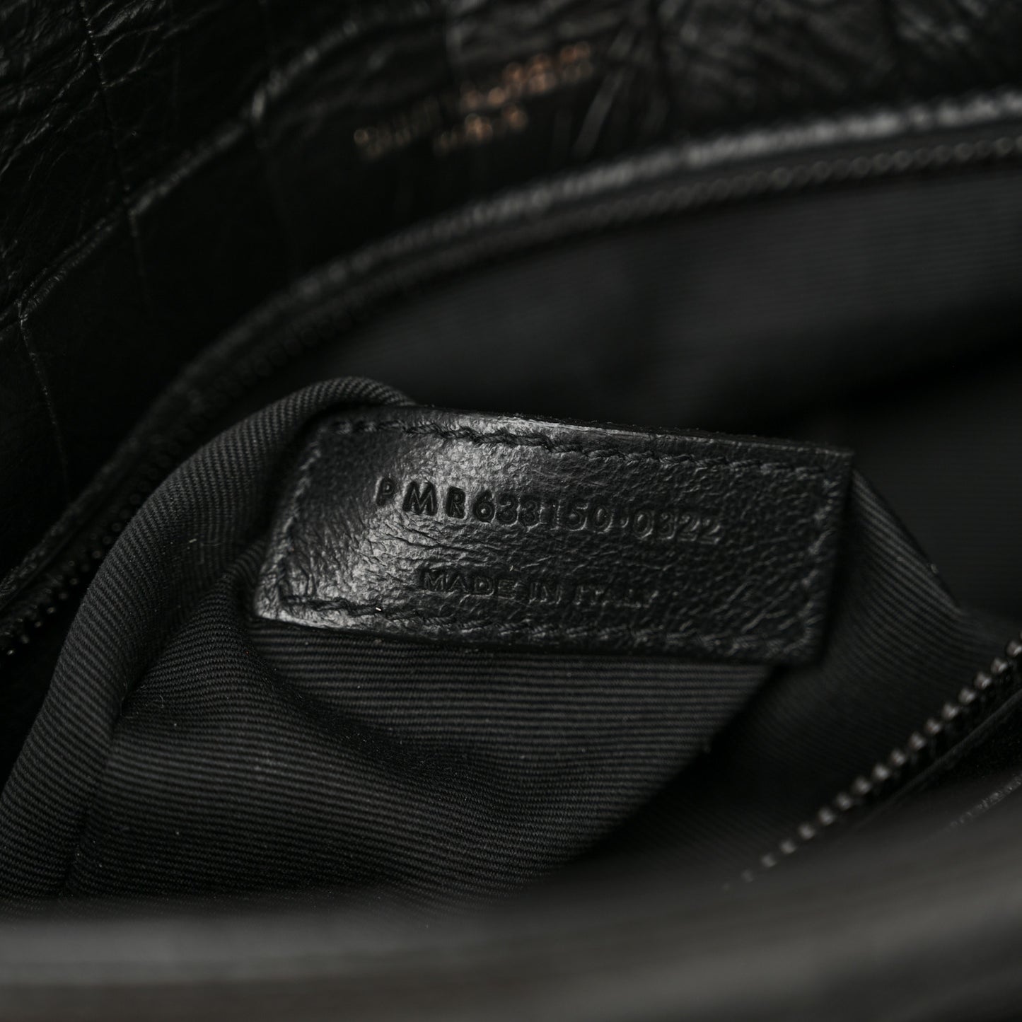 Crocodile Embossed Lambskin Monogram Medium Niki Chain Satchel Black