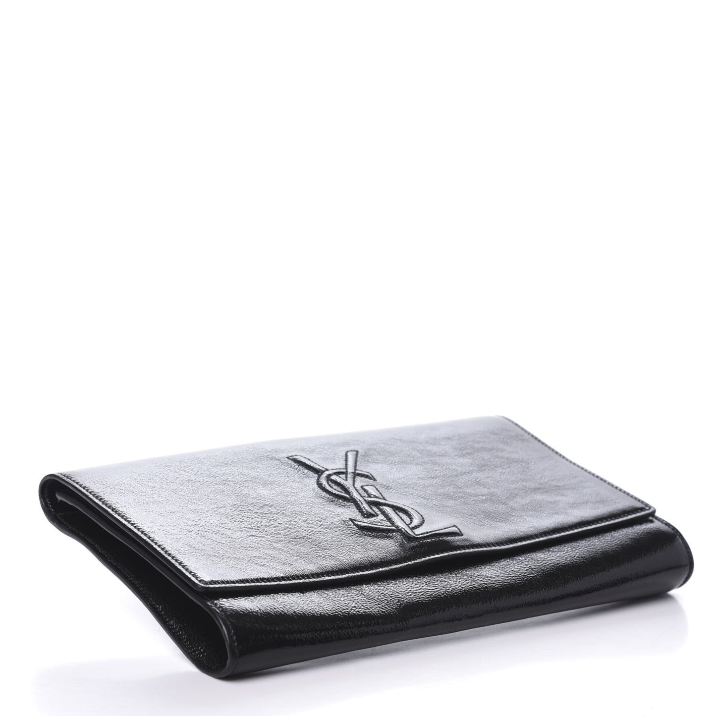 Textured Patent Monogram Large Belle De Jour Clutch Black