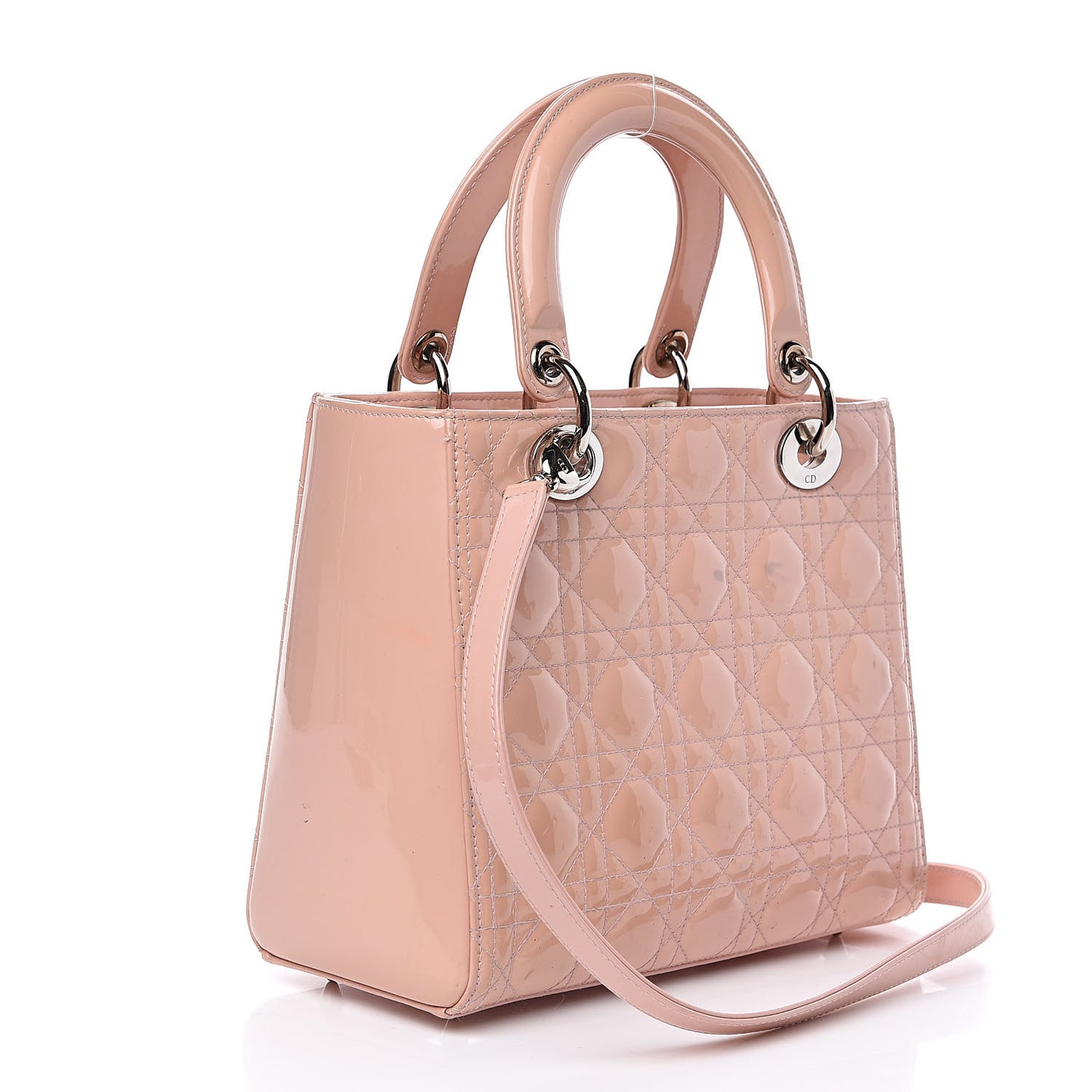 Patent Cannage Medium Lady Dior Pale Pink