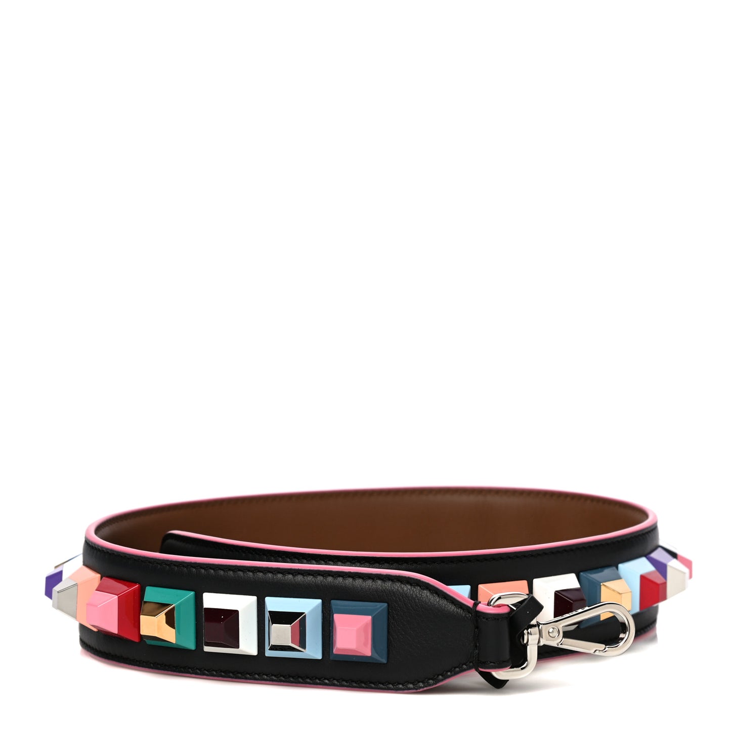 Vitello Dolce Plexiglass Bi-Color Studded Strap You Black Brownie Multicolor