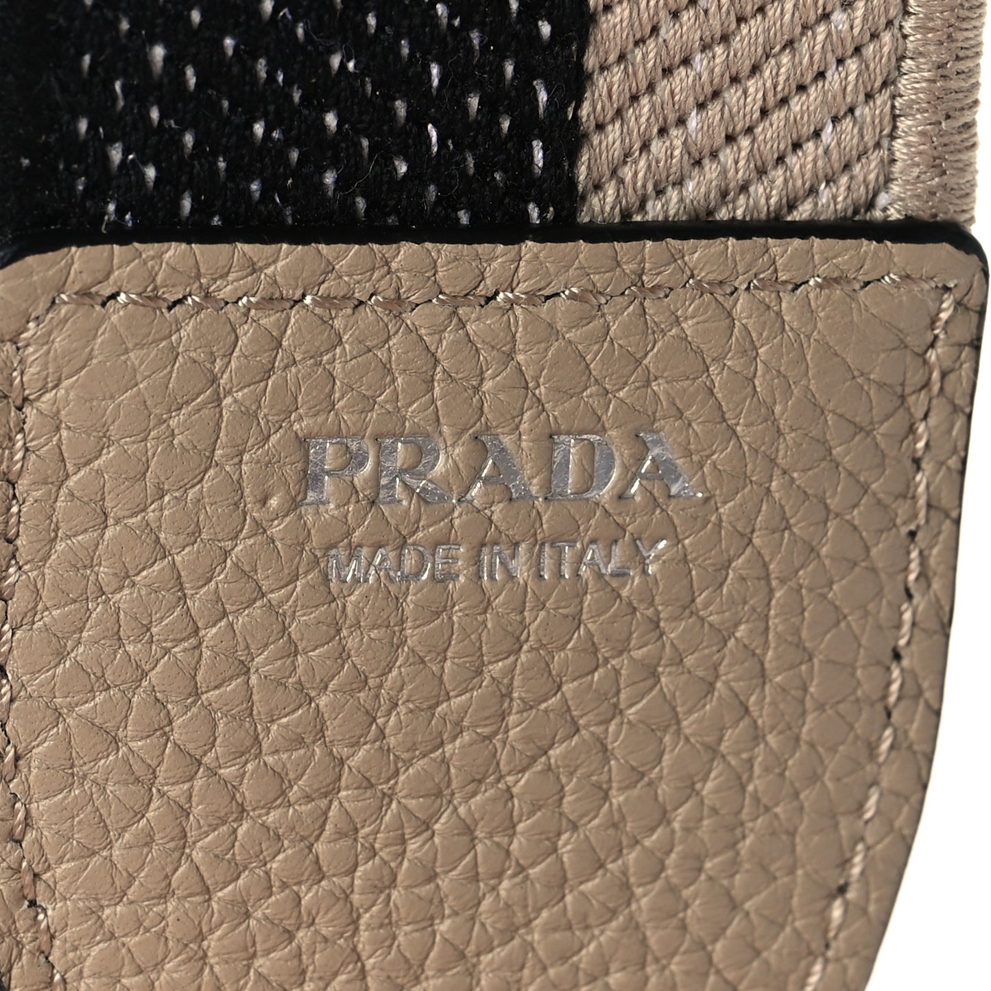 Canvas Calfskin Logo Shoulder Strap Black Beige