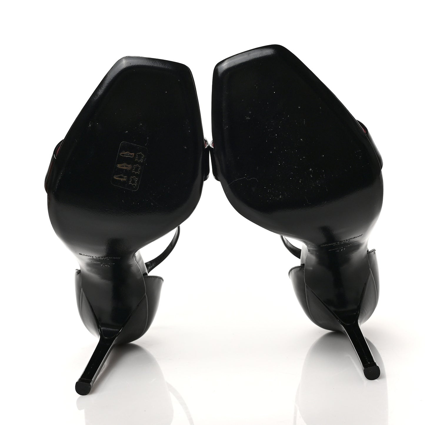 Patent Calfskin Amber 105 Ankle Strap Sandals 40 Black