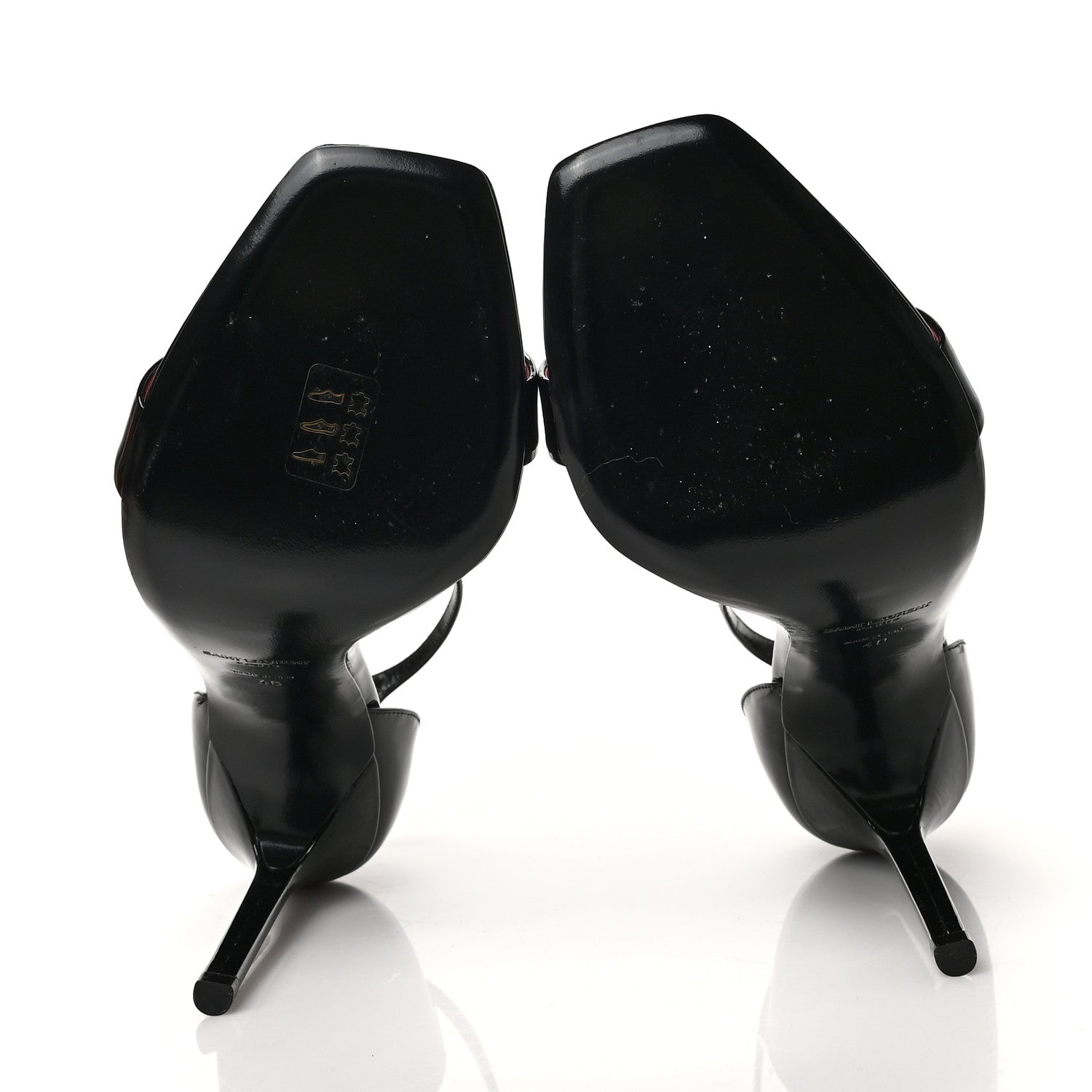 Saint Laurent Patent Calfskin Amber 105 Ankle Strap Sandals 40 Black 5 of 8