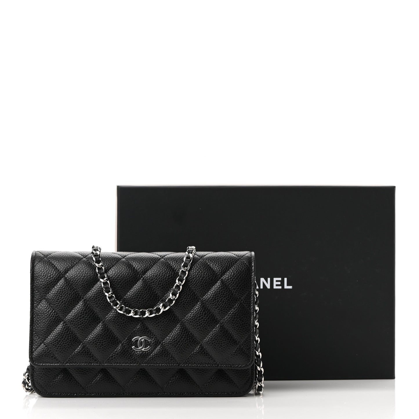 Caviar Quilted Wallet On Chain WOC Black