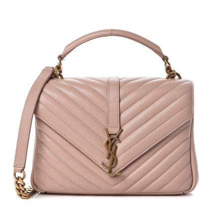 Saint Laurent Sheepskin Matelasse Chevron Monogram Medium College Bag Fard 1 of 14