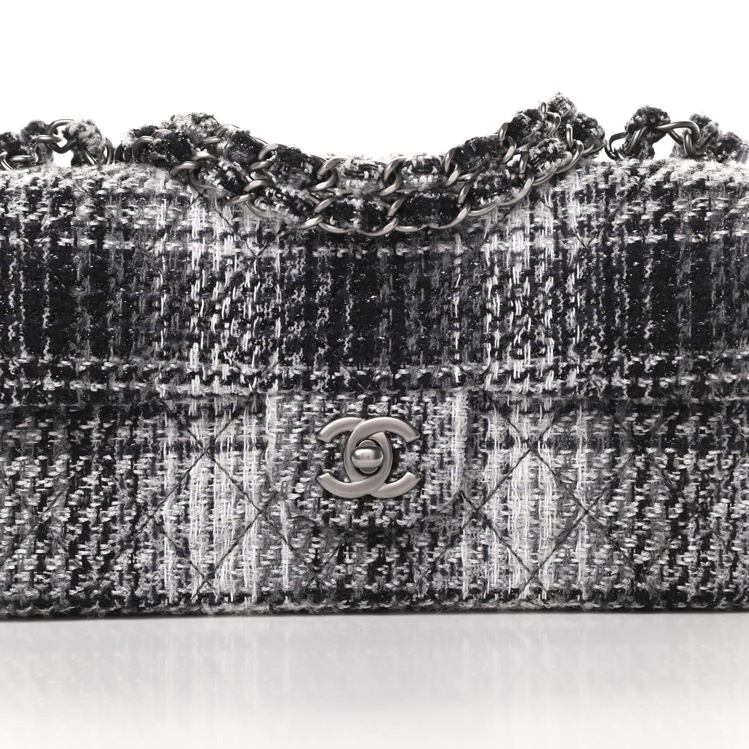 Chanel Tweed East West Flap Black White 8 of 11