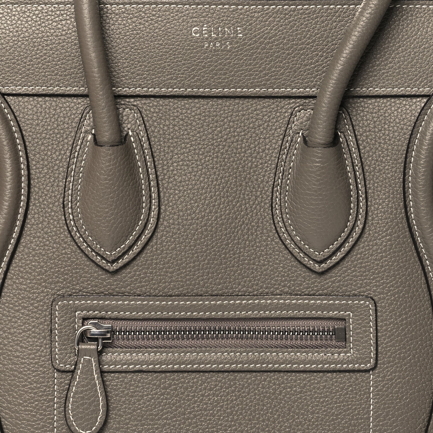 Celine Drummed Calfskin Micro Luggage Souris 8 of 10