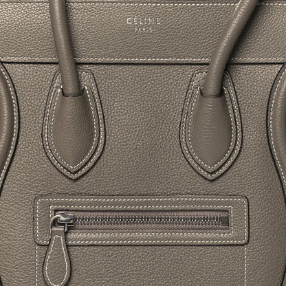 Celine Drummed Calfskin Micro Luggage Souris 8 of 10