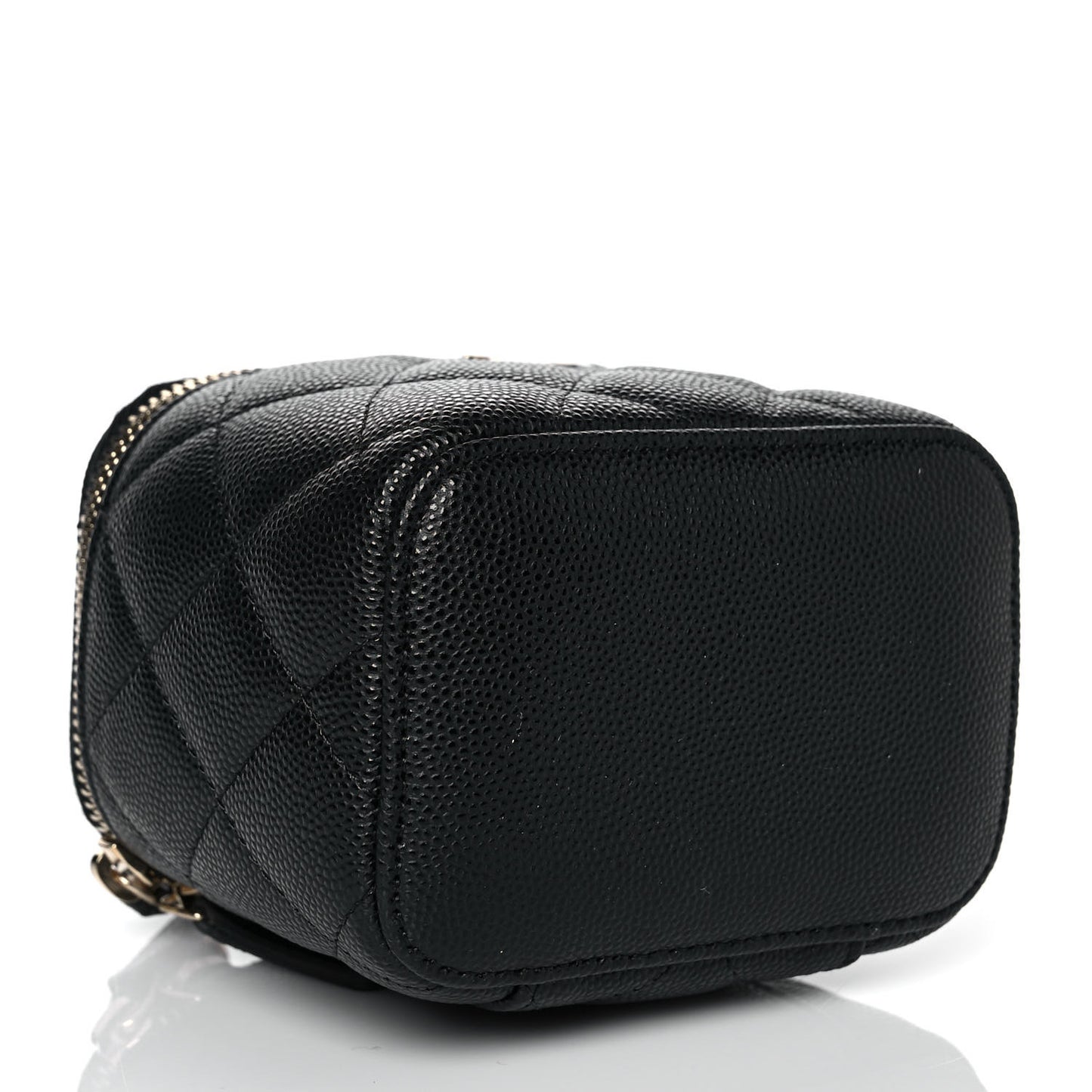 Caviar Quilted Mini Vanity Case With Chain Black