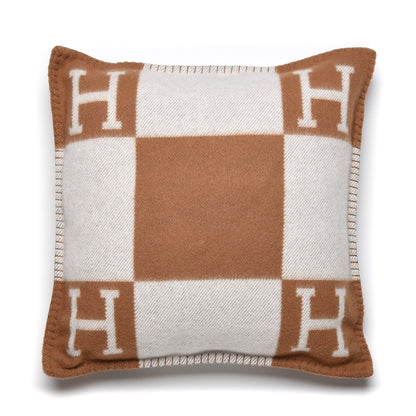 Hermes Wool Cashmere Avalon Pillow PM Ecru Camel 1 of 6