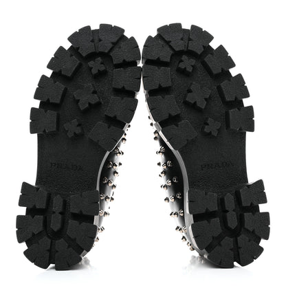 Prada Spazzolato Rois Studded Lace Up Monolith 55mm Derby Loafers 39 Black 5 of 9