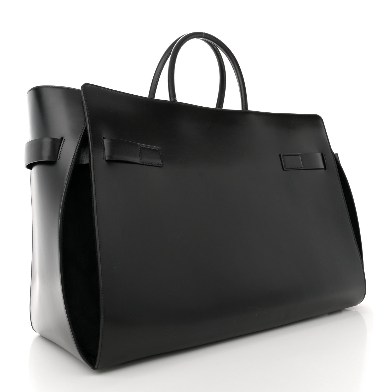 Salvatore Ferragamo Brushed Off Calfskin XL Gancini Buckles Tote Bag Black 2 of 13