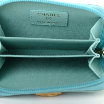 Chanel Caviar Quilted Boy Zip Around Coin Purse Wallet Light Blue 5 of 9