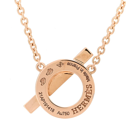 Hermes 18K Rose Gold Diamond Finesse Pendant Necklace 4 of 5