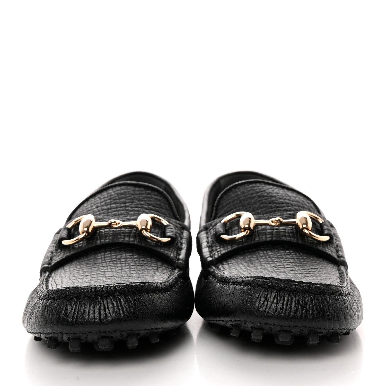 Gucci Textured Calfskin Womens Horsebit Loafers 36 Black 2 of 14