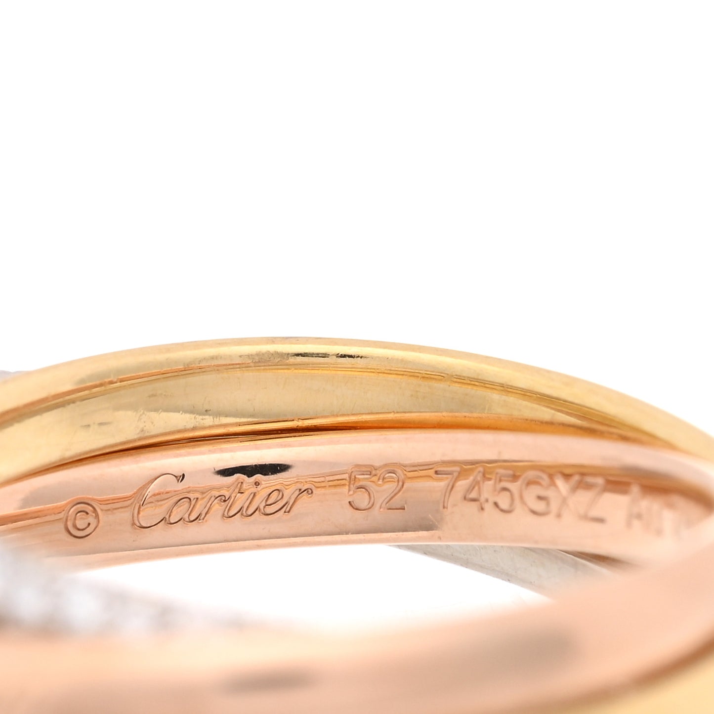 18K White Yellow Pink Gold Diamond Small Trinity Paved Ring 52 6