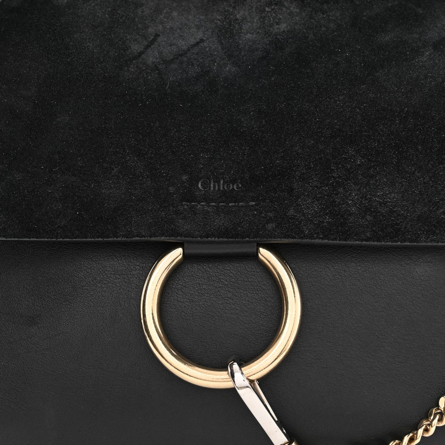Chloe Suede Calfskin Medium Faye Shoulder Bag Black 8 of 10