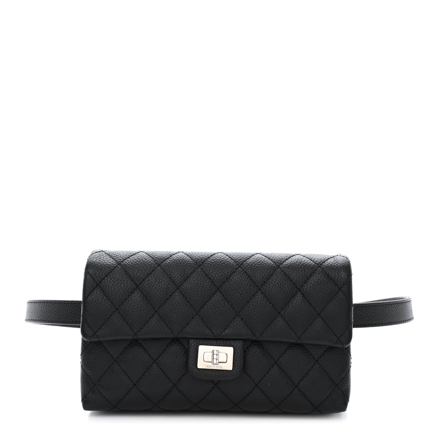 Chanel Grained Calfskin Quilted 2.55 Reissue Flap Belt Bag Clutch Black 1 of 14