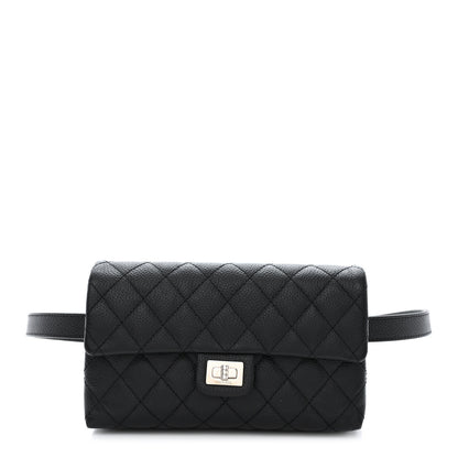 Chanel Grained Calfskin Quilted 2.55 Reissue Flap Belt Bag Clutch Black 1 of 14