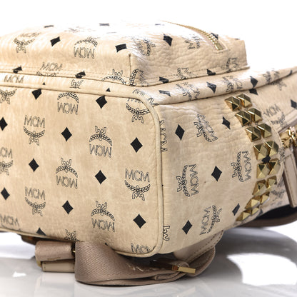 MCM Visetos Small Side Stud Stark Backpack Beige 8 of 10