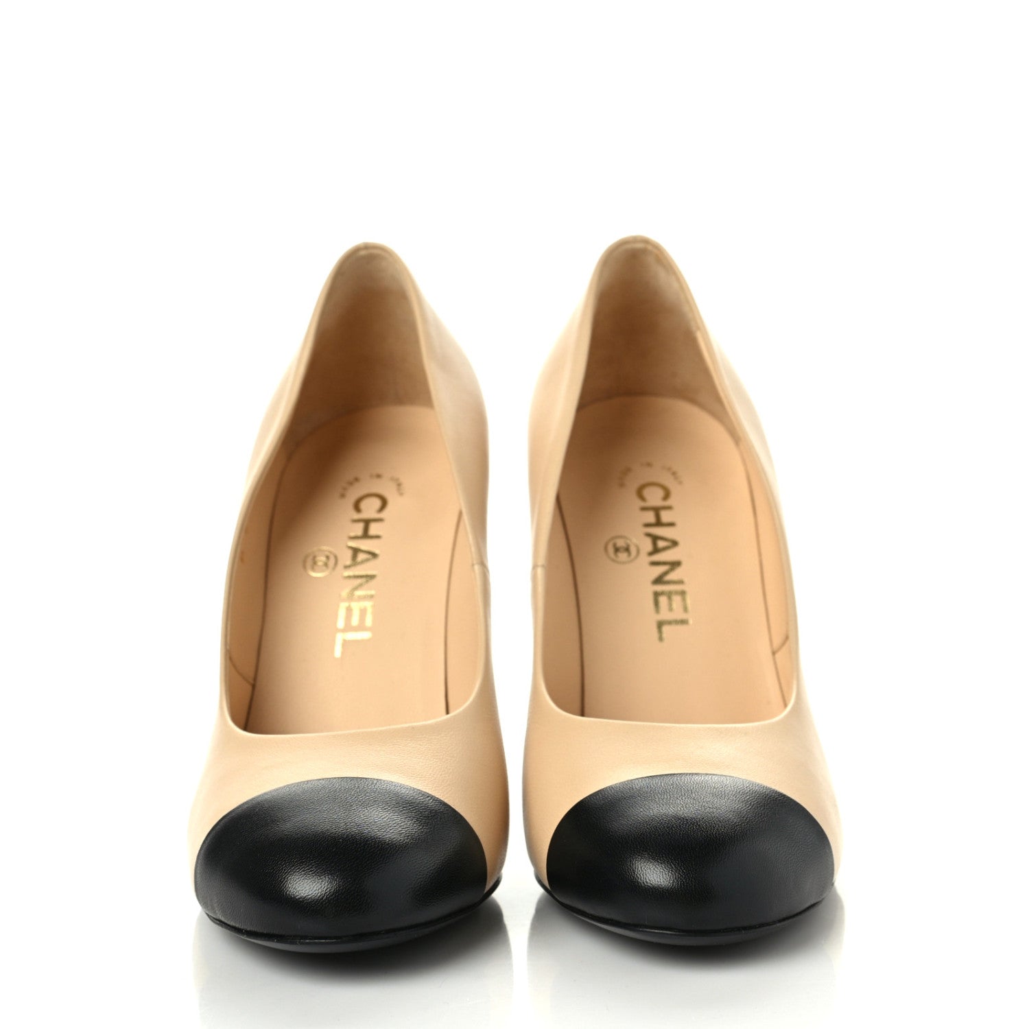 Chanel Lambskin Grosgrain Cap Toe Pearl Pumps 37 Black 2 of 8